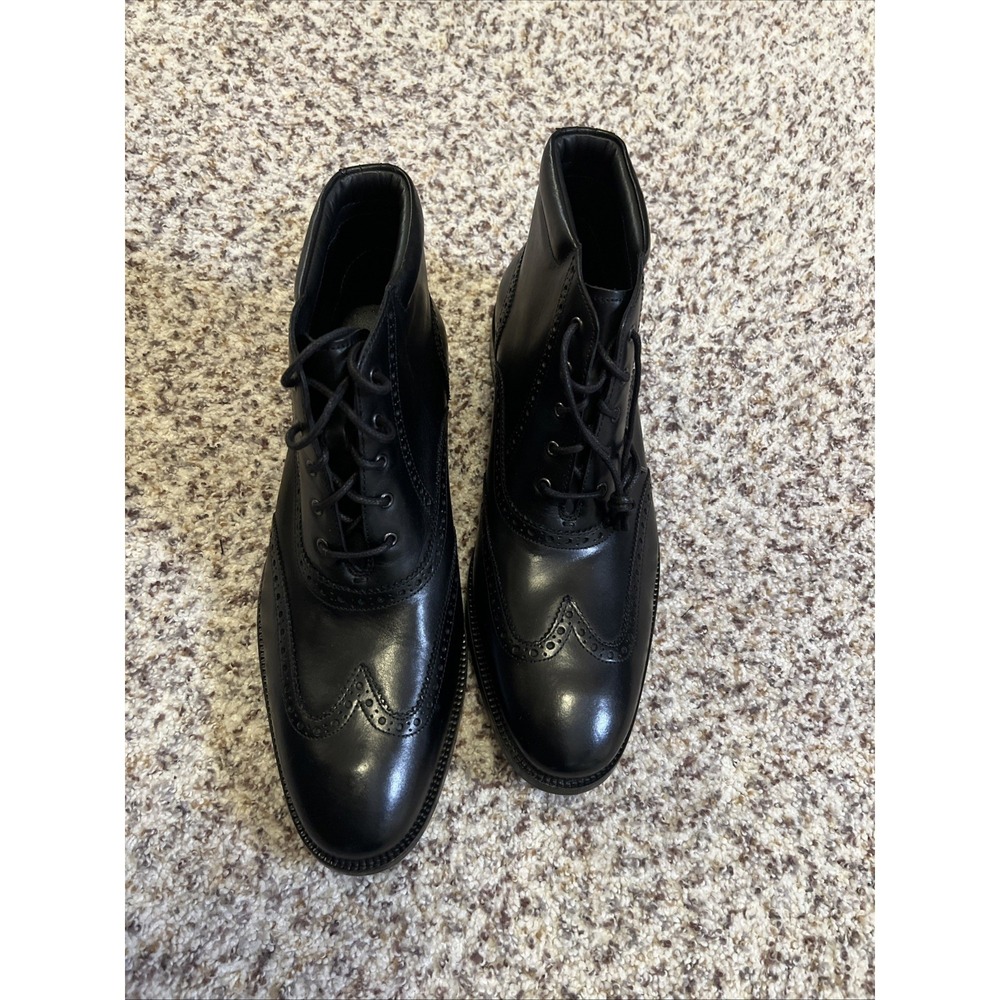 Cole Haan New Boots Mens S 11 M Black Leather Wingtip Brogue Ankle Lace Up